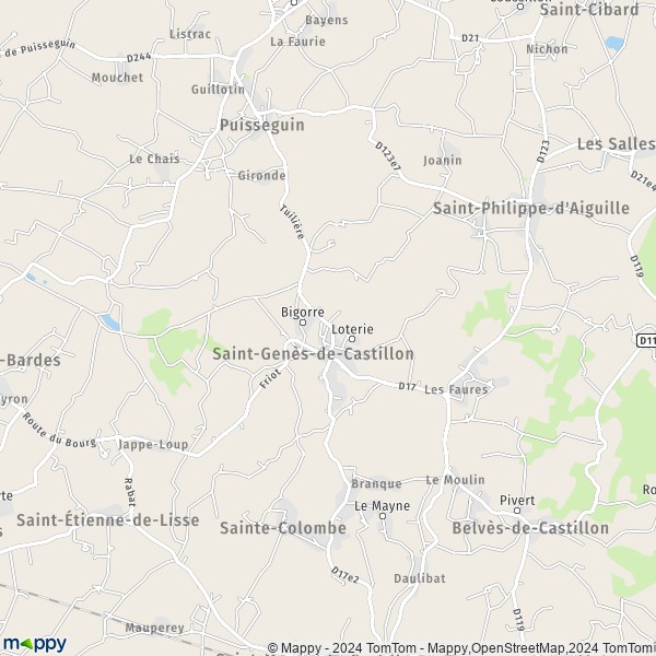 La carte pour la ville de Saint-Genès-de-Castillon 33350