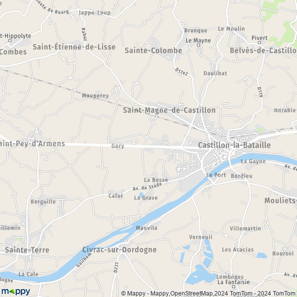 La carte pour la ville de Saint-Magne-de-Castillon 33350