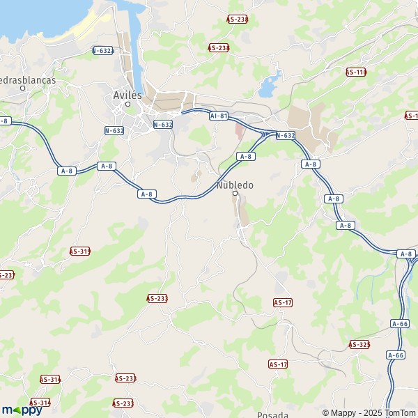 La carte pour la ville de 33403-33470 Corvera de Asturias