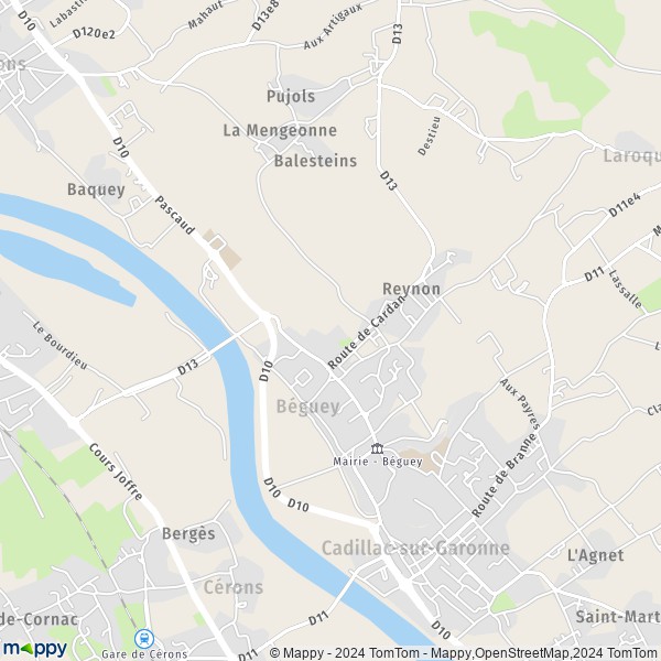 La carte pour la ville de Béguey 33410