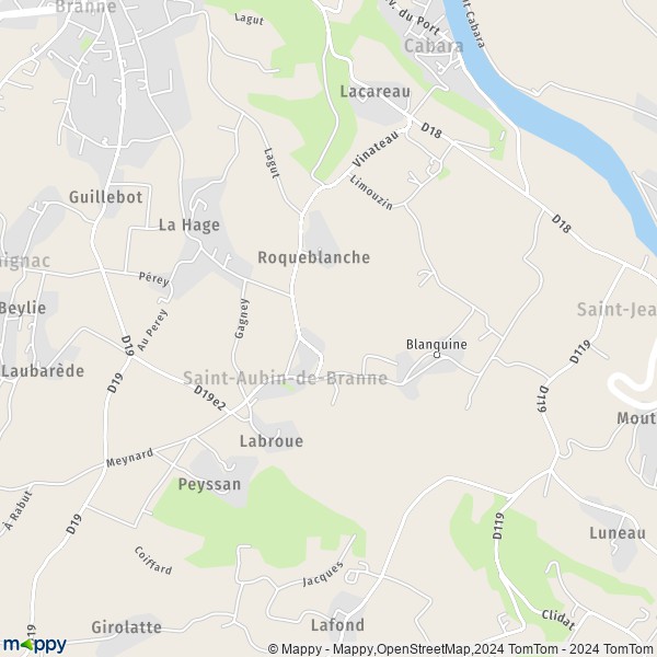 La carte pour la ville de Saint-Aubin-de-Branne 33420