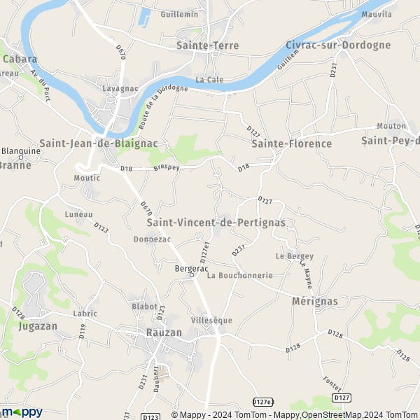La carte pour la ville de Saint-Vincent-de-Pertignas 33420