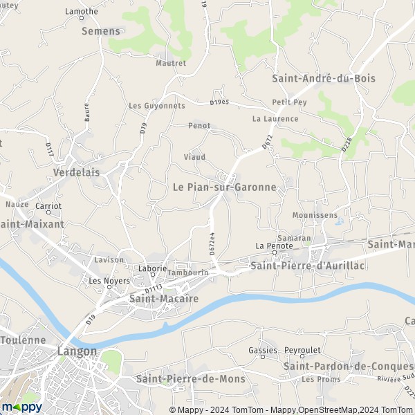 La carte pour la ville de Le Pian-sur-Garonne 33490