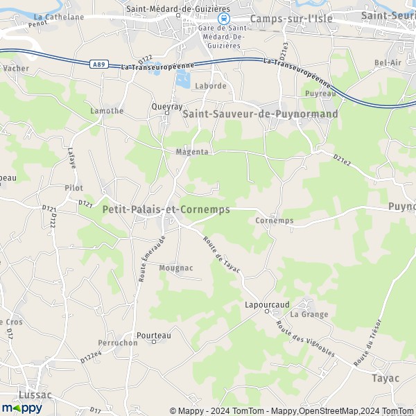 La carte pour la ville de Petit-Palais-et-Cornemps 33570