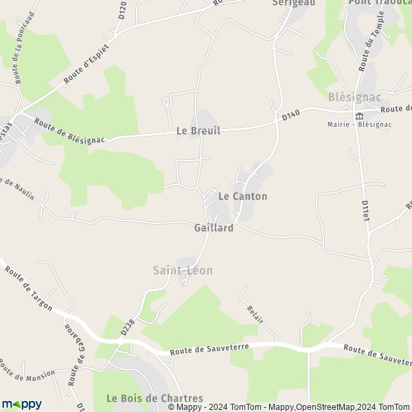 La carte pour la ville de Saint-Léon 33670