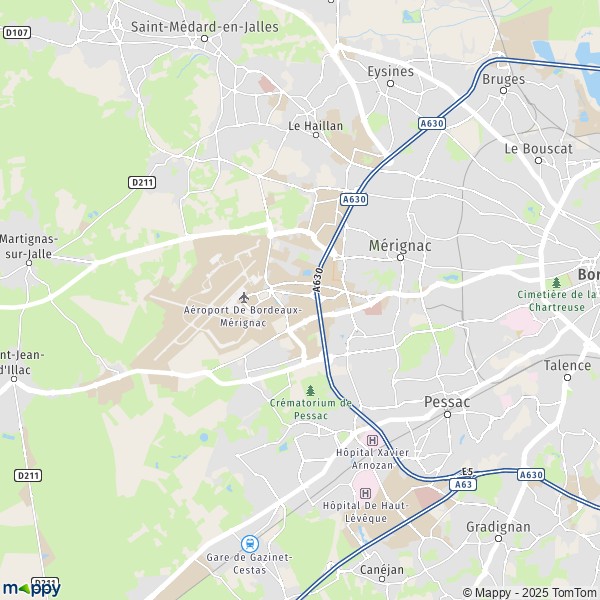 La carte pour la ville de Mérignac 33700