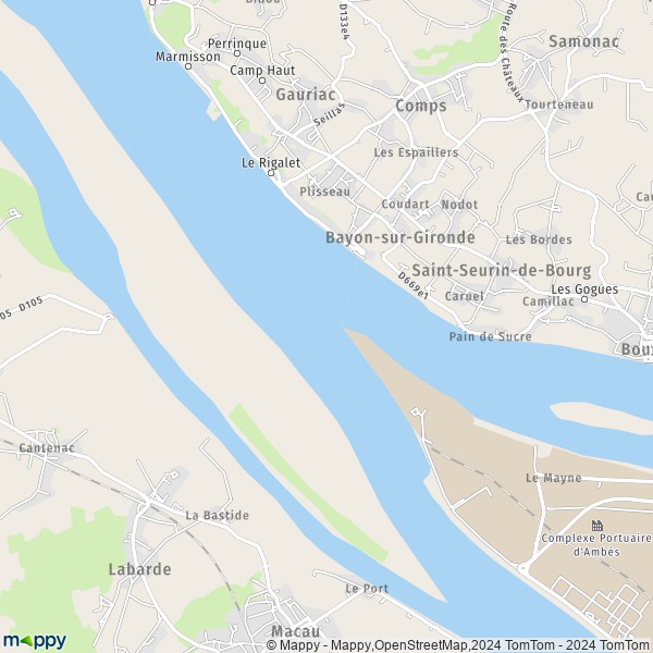 La carte pour la ville de Bayon-sur-Gironde 33710