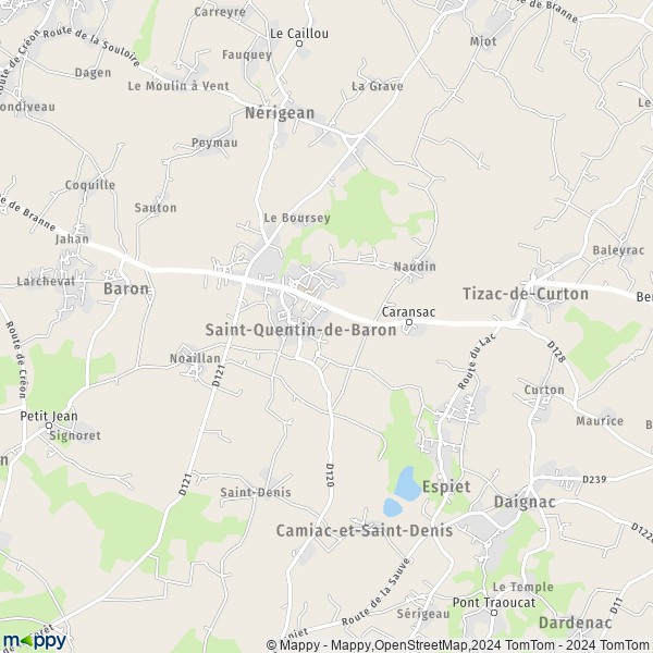 La carte pour la ville de Saint-Quentin-de-Baron 33750