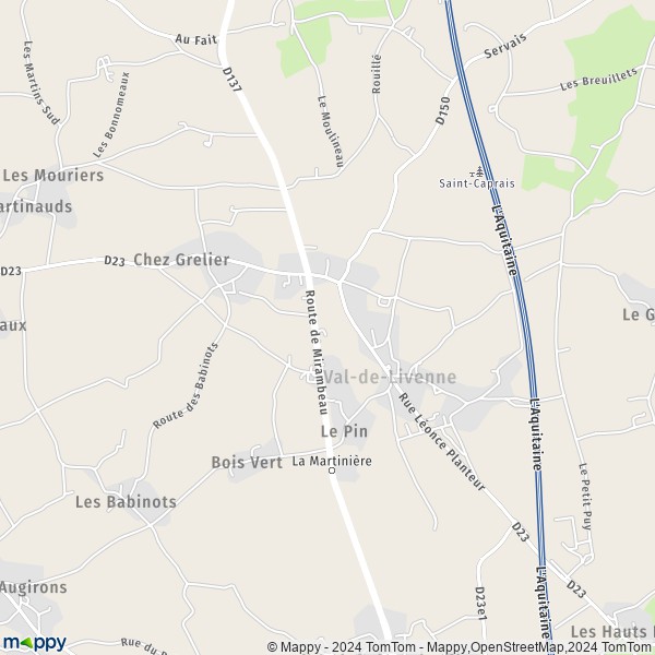 La carte pour la ville de Saint-Caprais-de-Blaye, 33820 Val-de-Livenne