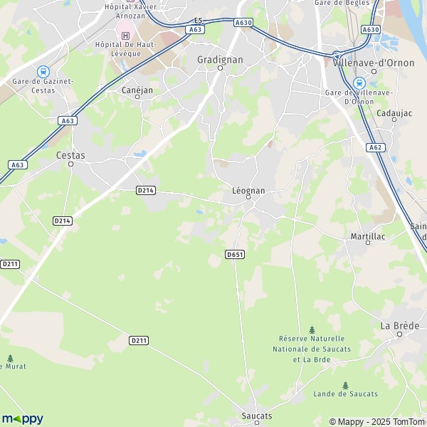 La carte pour la ville de Léognan 33850