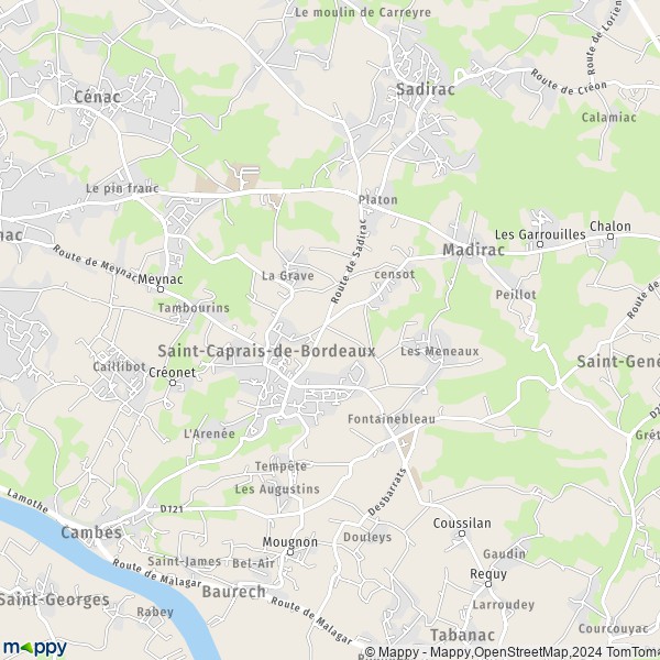 La carte pour la ville de Saint-Caprais-de-Bordeaux 33880