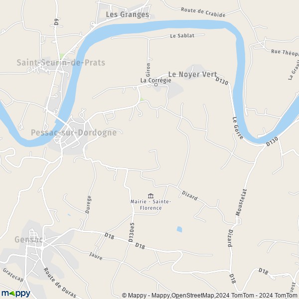 La carte pour la ville de Pessac-sur-Dordogne 33890