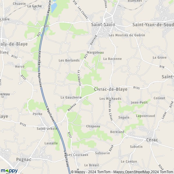 La carte pour la ville de Civrac-de-Blaye 33920
