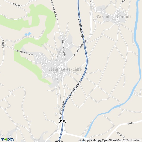 La carte pour la ville de Lézignan-la-Cèbe 34120