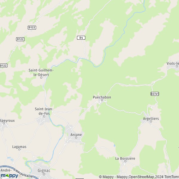 La carte pour la ville de Puéchabon 34150