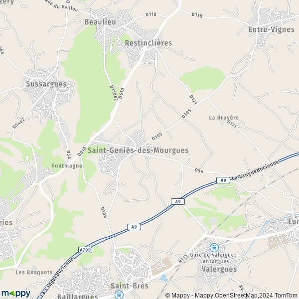 La carte pour la ville de Saint-Geniès-des-Mourgues 34160