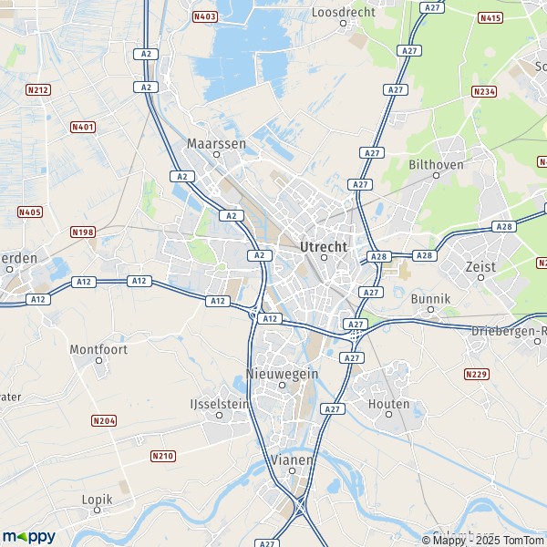 La carte pour la ville de Utrecht 3417-3992