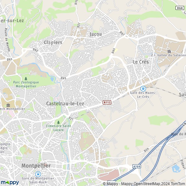 La carte pour la ville de Castelnau-le-Lez 34170