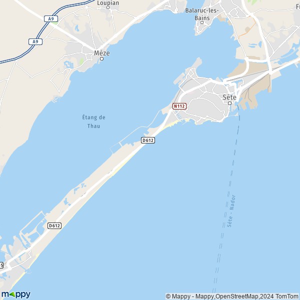 La carte pour la ville de Sète 34200