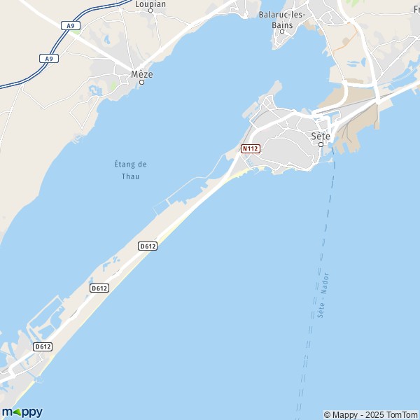 La carte pour la ville de Sète 34200