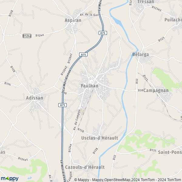 La carte pour la ville de Paulhan 34230