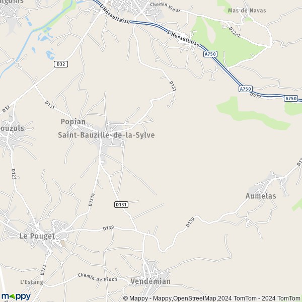 La carte pour la ville de Saint-Bauzille-de-la-Sylve 34230