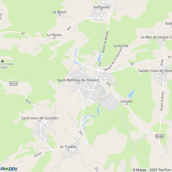 La carte pour la ville de Saint-Mathieu-de-Tréviers 34270