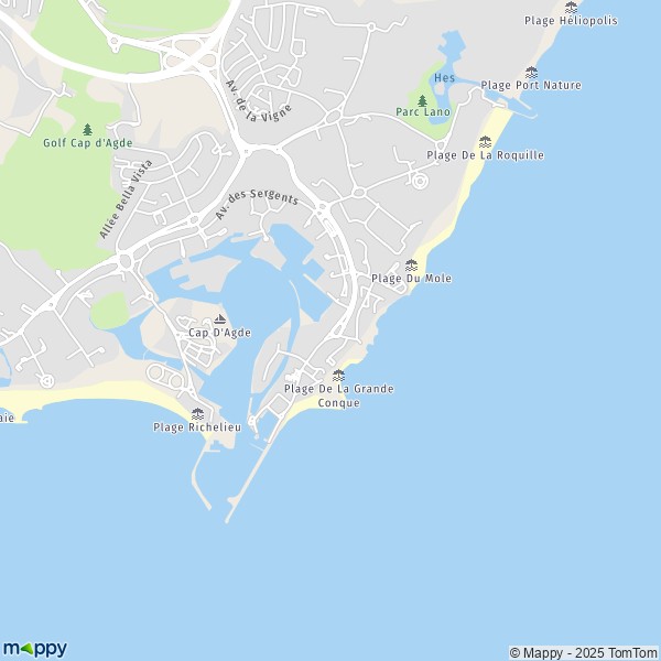 Plan Le Cap-d'Agde : carte de Le Cap-d'Agde (34300) et infos pratiques