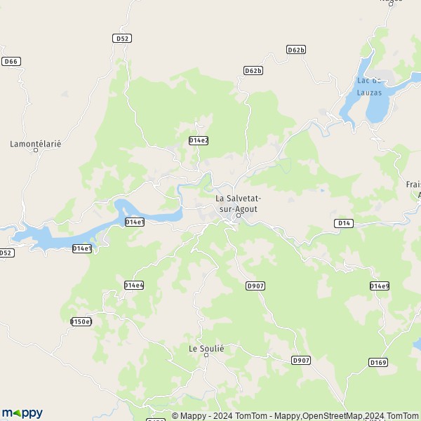 La carte pour la ville de La Salvetat-sur-Agout 34330
