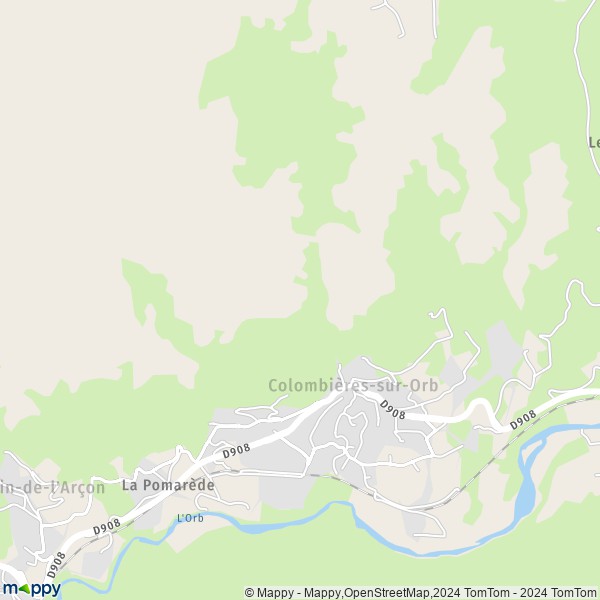 La carte pour la ville de Colombières-sur-Orb 34390