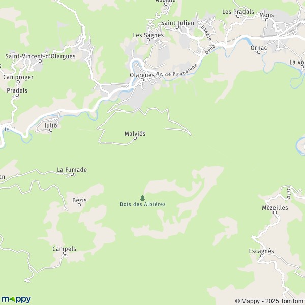 La carte pour la ville de Olargues 34390