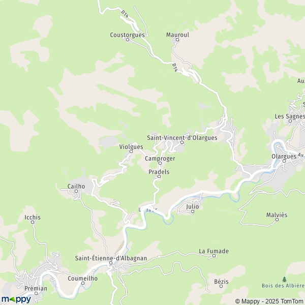 La carte pour la ville de Saint-Vincent-d'Olargues 34390