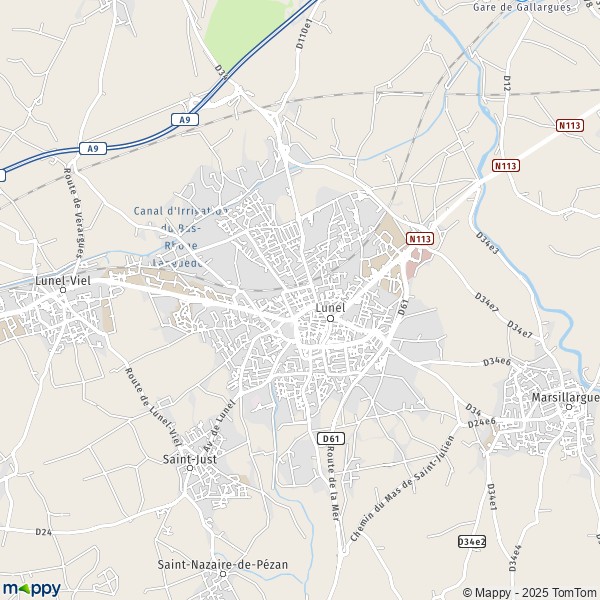 La carte pour la ville de Lunel 34400