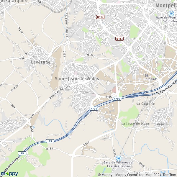 La carte pour la ville de Saint-Jean-de-Védas 34430