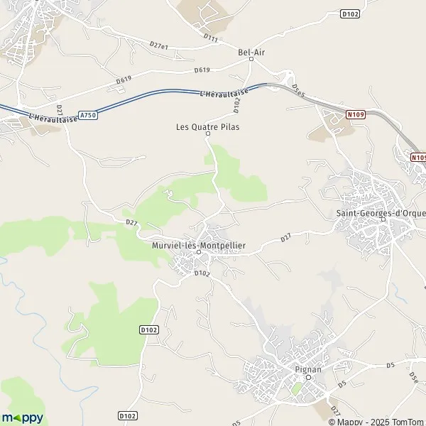 Plan MurviellèsMontpellier carte de MurviellèsMontpellier (34570