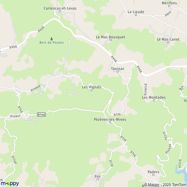 La carte pour la ville de Pézènes-les-Mines 34600