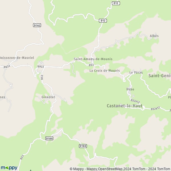 La carte pour la ville de Castanet-le-Haut 34610