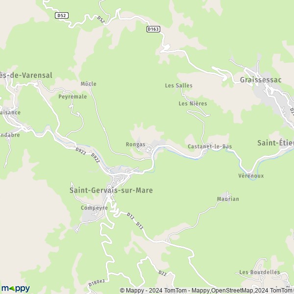 La carte pour la ville de Saint-Gervais-sur-Mare 34610