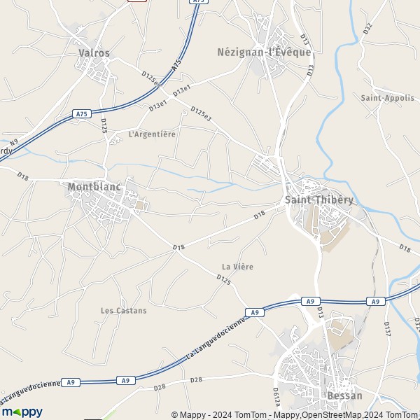 La carte pour la ville de Saint-Thibéry 34630