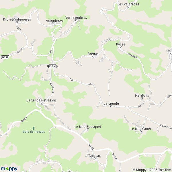 La carte pour la ville de Brenas 34650