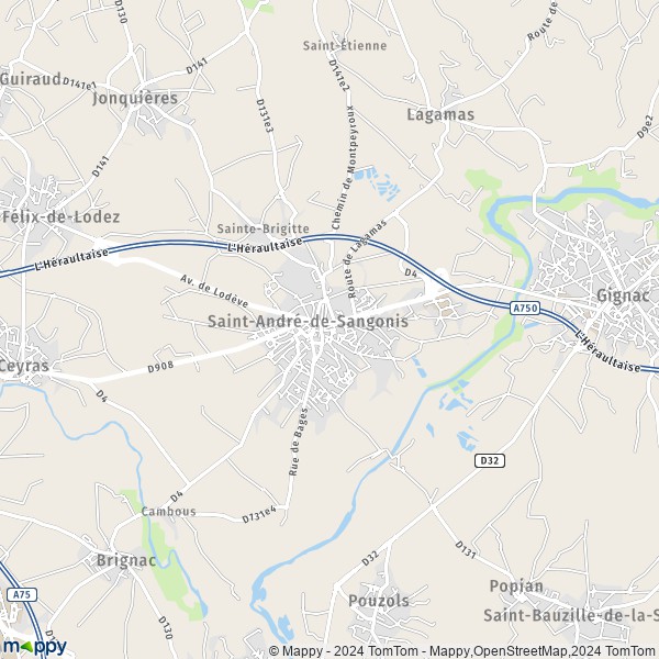 La carte pour la ville de Saint-André-de-Sangonis 34725