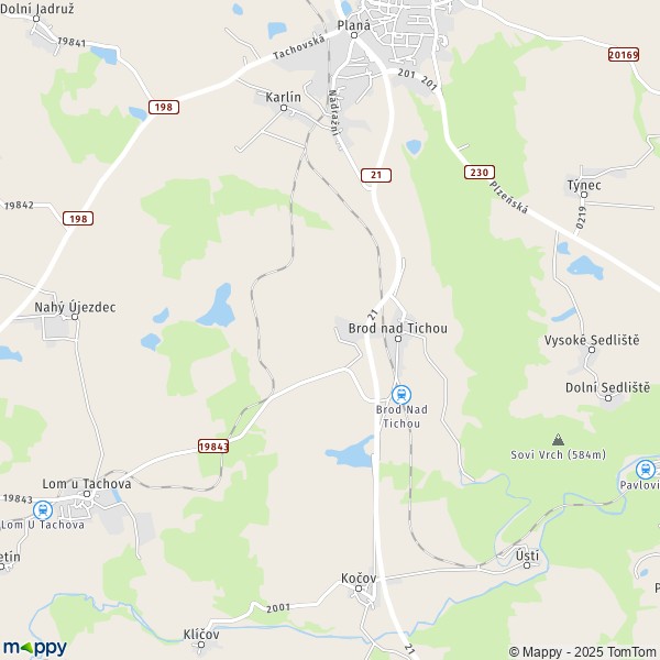 La carte pour la ville de Brod nad Tichou 348 15