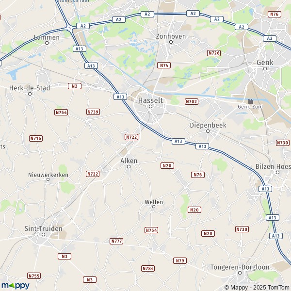 La carte pour la ville de 3500-3512 Hasselt