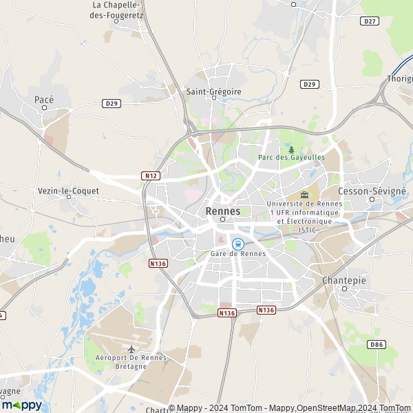 mappy carte de france détaillée Plan Rennes Carte De Rennes 35000 Et Infos Pratiques mappy carte de france détaillée