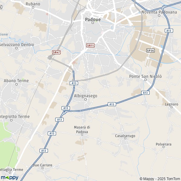 La carte pour la ville de Albignasego 35020