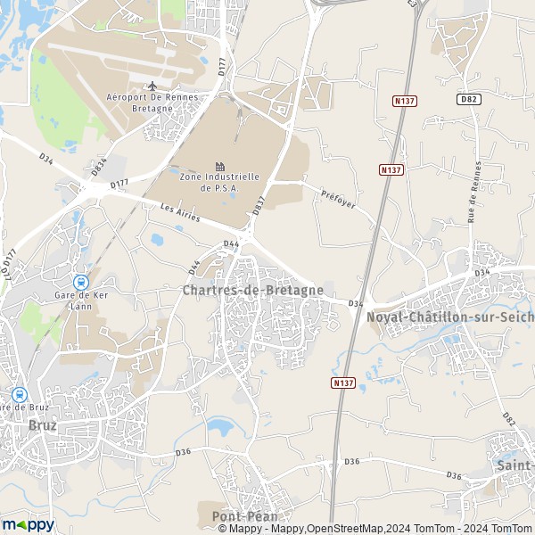 La carte pour la ville de Chartres-de-Bretagne 35131