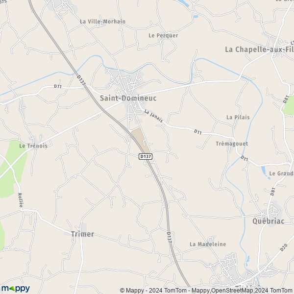 La carte pour la ville de Saint-Domineuc 35190
