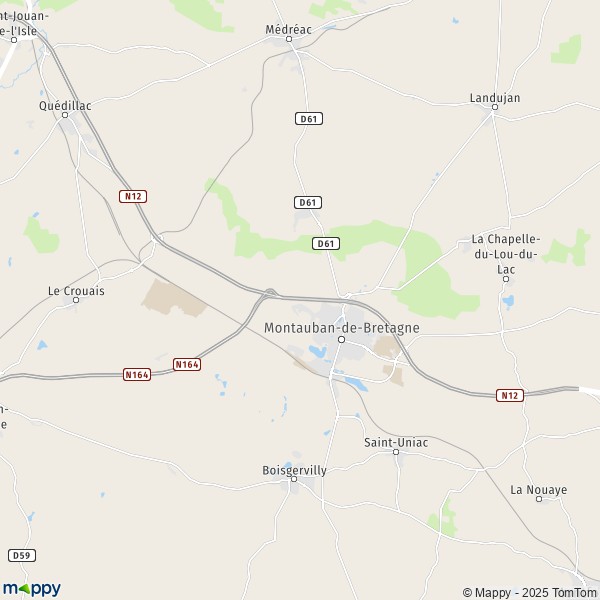 La carte pour la ville de Saint-M'Hervon, 35360 Montauban-de-Bretagne