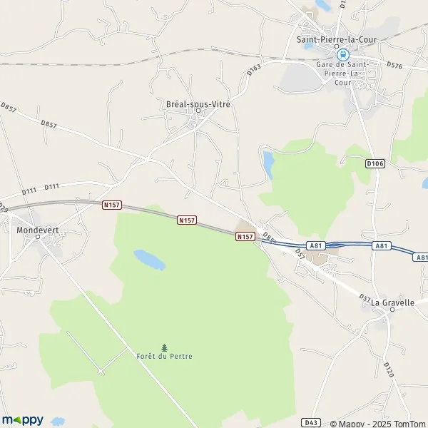 Plan BréalsousVitré carte de BréalsousVitré (35370) et infos