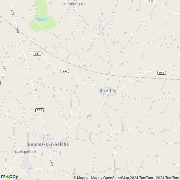 La carte pour la ville de Brielles 35370